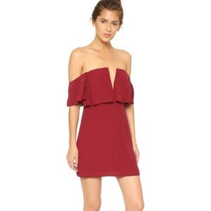 Lovers + Friends burgundy off the shoulder dress